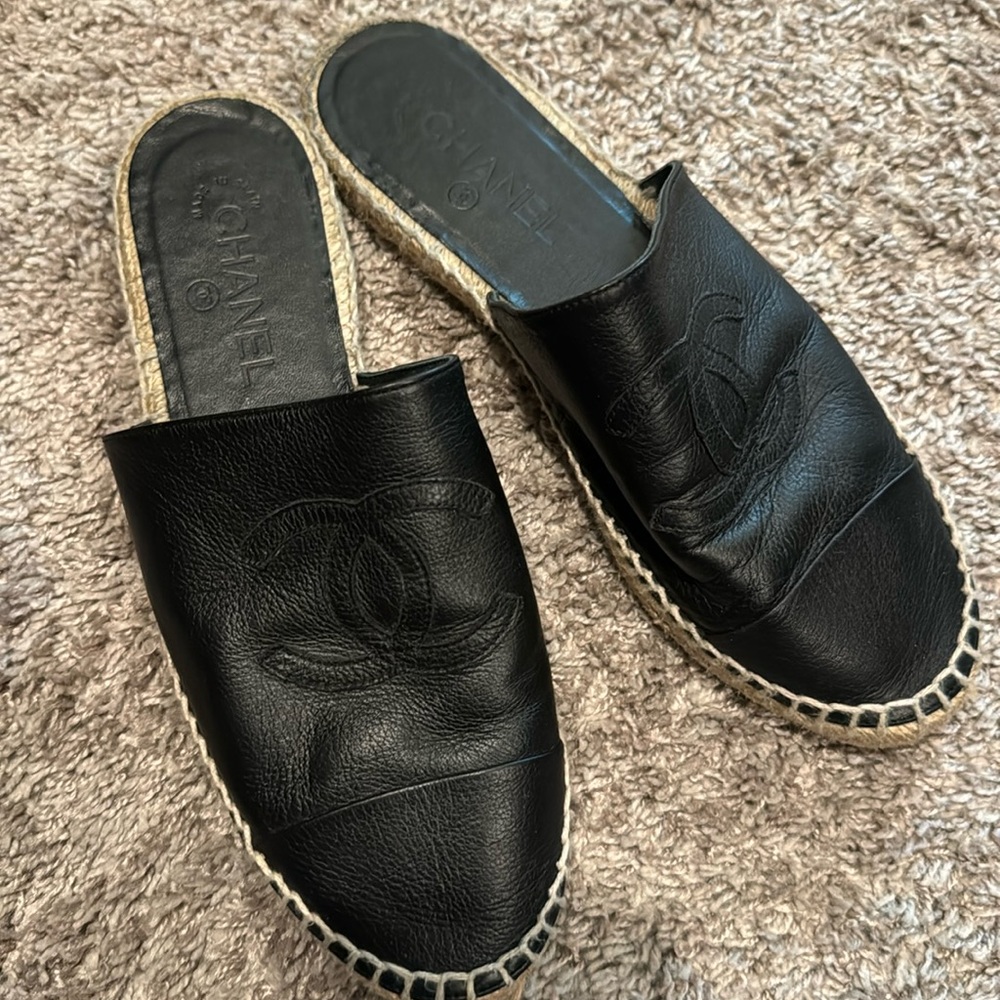 chanel slip on mule slide